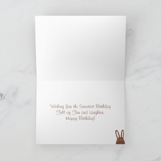 Kute Chocolate Bunny and Easter Eggs Birthday Kaart (Binnen)