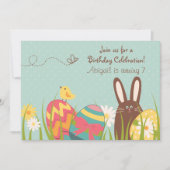 Kute Chocolate Bunny and Easter Eggs Birthday Kaart (Voorkant)