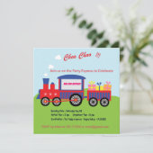 Kute Choo Train Birthday Party Invitation Kaart (Staand voorkant)