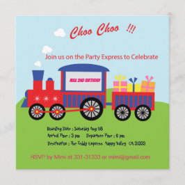 Kute Choo Train Birthday Party Invitation Kaart