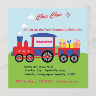 Kute Choo Train Birthday Party Invitation Kaart