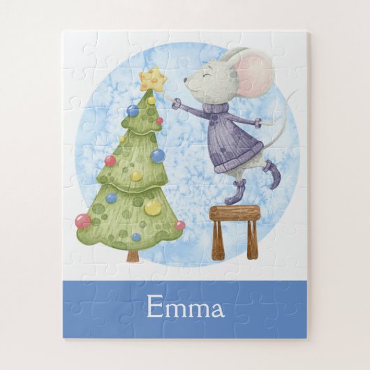 Kute Chrismas Mouse Decorting Custom Name Kinder Legpuzzel (Verticaal)