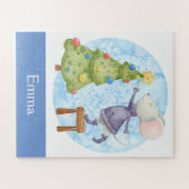 Kute Chrismas Mouse Decorting Custom Name Kinder Legpuzzel (Horizontaal)