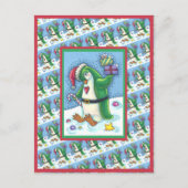 KUTE CHRISTMAS PENGUIN DRESSED IN GROEN, VANDAAG BRIEFKAART (Voorkant)
