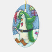 KUTE CHRISTMAS PENGUIN DRESSED IN GROEN, VANDAAG KERAMISCH ORNAMENT (Links)