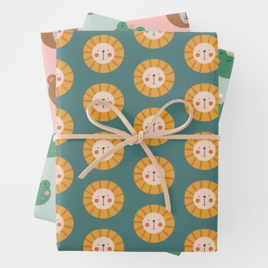 Kute Colorful Animals Pastel Minimum Inpakpapier Vel (In situ)