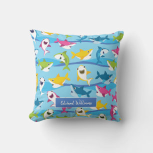 Kute Colorful Baby Shark Pattern voor Little Kinde Kussen