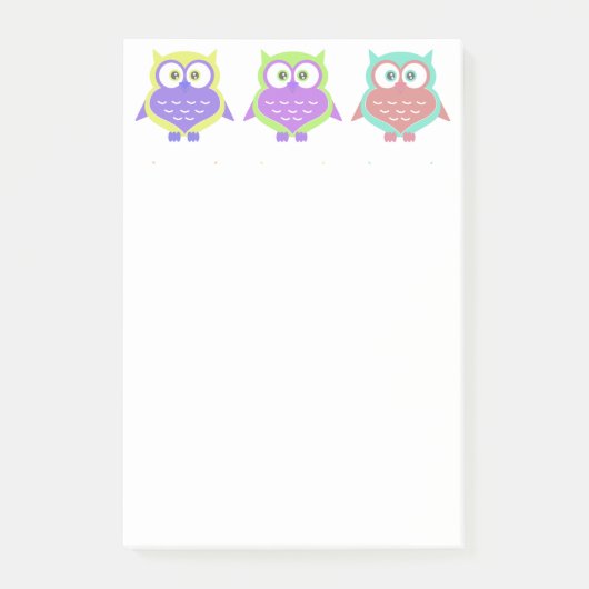 Kute Colorful Bright Owl Birds Cartoon Post-it® Notes (Voorkant)