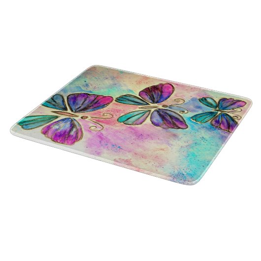Kute Colorful Butterflies - Waterverf Art Snijplank (Hoek)