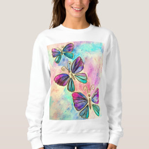 Kute Colorful Butterflies - Waterverf schilderen Trui
