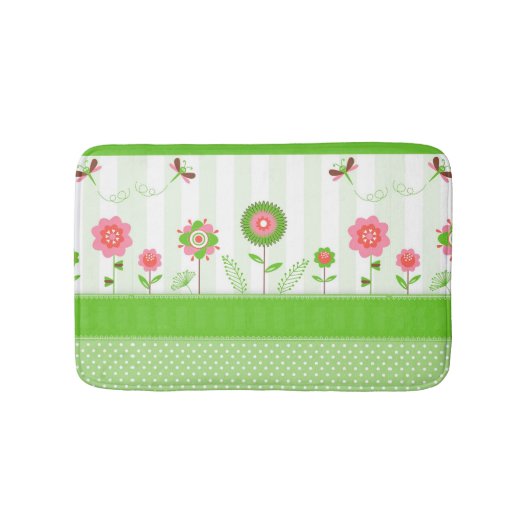 Kute Colorful Cartoon Flowers & Butterfly's Badmat (Voorkant)