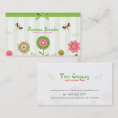 Kute Colorful Cartoon Flowers & Butterfly's Visitekaartje (Voorkant / Achterkant)
