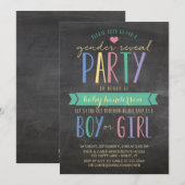 Kute Colorful Chalkboard Geslacht Partij Kaart (Voorkant / Achterkant)