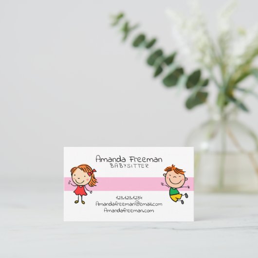 Kute Colorful Children Kinderverzorging en Babysit Visitekaartje (Staand voorkant)