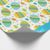 Kute Colorful Easter Egg Pattern met Kind Name Cadeaupapier (Hoek)