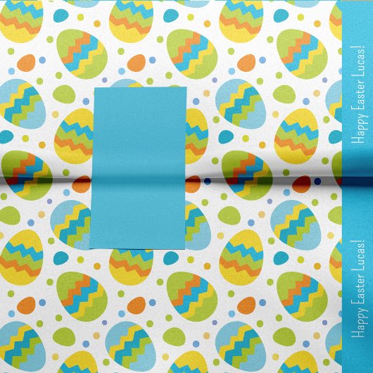 Kute Colorful Easter Egg Pattern met Kind Name Tissuepapier