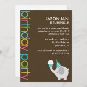 Kute Colorful Elephant-kinderen Birthday Party Kaart (Voorkant / Achterkant)