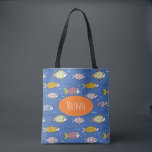 Kute Colorful Fish Pattern Personated Kinder Swim Tote Bag<br><div class="desc">Kinder gepersonaliseerde zomercanvas tas met een schattig kleurrijk vispatroon.</div>