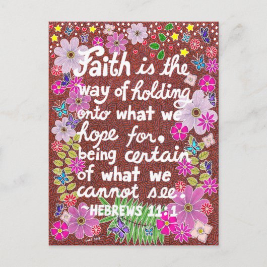 Kute Colorful Floral Faith Bijbelse Verse Briefkaart (Voorkant)