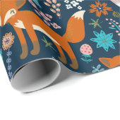 Kute Colorful Foxes Flowers and Birds Pattern 2 Cadeaupapier (Rol Hoek)
