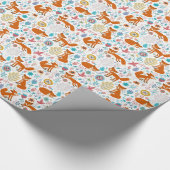 Kute Colorful Foxes Flowers and Birds Pattern Cadeaupapier (Hoek)