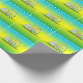 Kute Colorful Happy Easter Egg, Chick en Snowdrop Cadeaupapier (Hoek)