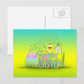 Kute Colorful Happy Easter Egg, Chick en Snowdrop Feestdagenkaart (Voorkant / Achterkant)