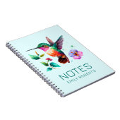 Kute Colorful Hummingbird and bloemen Notitieboek (Rechterzijde)
