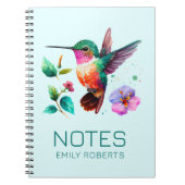 Kute Colorful Hummingbird and bloemen Notitieboek (Voorkant)
