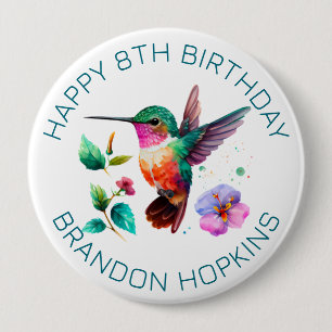 Kute Colorful Hummingbird and bloemen Ronde Button 4,0 Cm