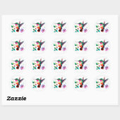 Kute Colorful Hummingbird and bloemen Ronde Sticker (Vel)