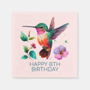 Kute Colorful Hummingbird and bloemen Servet