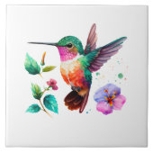 Kute Colorful Hummingbird and bloemen Tegeltje (Voorkant)
