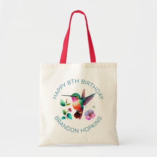 Kute Colorful Hummingbird and bloemen Tote Bag (Voorkant)