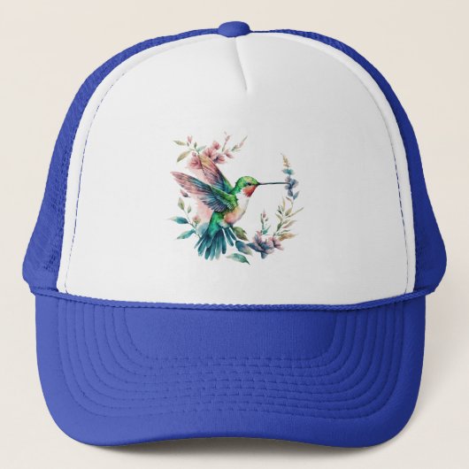Kute Colorful Hummingbird and bloemen Trucker Pet (Voorkant)