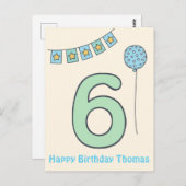 Kute Colorful Kinderen 6th Birthday Briefkaart (Voorkant / Achterkant)