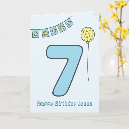 Kute Colorful Kinderen 7th Birthday Briefkaart (Gele Bloem)