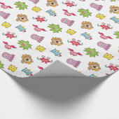Kute Colorful Little Monster Pattern Cadeaupapier (Hoek)