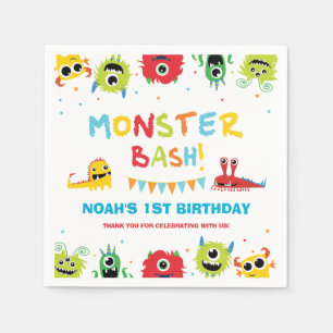 Kute Colorful Little Monsters Bash 1e verjaardag Servet