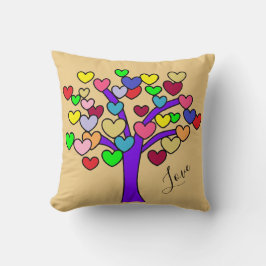 Kute Colorful Love Hearts Paarse Tree Kussen