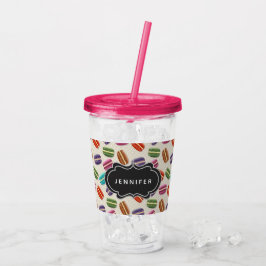Kute Colorful Macarons Patroon met Fancy Lijst Acryl Drinkbeker