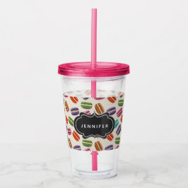 Kute Colorful Macarons Patroon met Fancy Lijst Acryl Drinkbeker