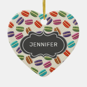 Kute Colorful Macarons Patroon met Fancy Lijst Keramisch Ornament