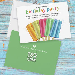Kute Colorful Moderne Birthday Popsicles QR Code Kaart