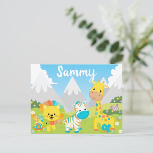 Kute Colorful Oerwoud Friends Kinder Briefkaart (Staand voorkant)