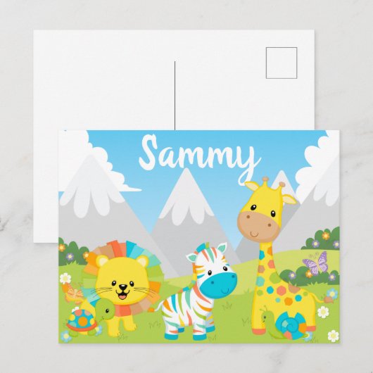 Kute Colorful Oerwoud Friends Kinder Briefkaart (Voorkant / Achterkant)