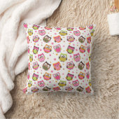 Kute Colorful Owls Pillow (White) Kussen (Deken)