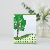 Kute Colorful Patchwork Tree en Green Hills Briefkaart (Staand voorkant)