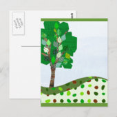Kute Colorful Patchwork Tree en Green Hills Briefkaart (Voorkant / Achterkant)