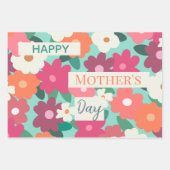 Kute Colorful Retro Floral/Moederdag Inpakpapier Vel (Voorkant)